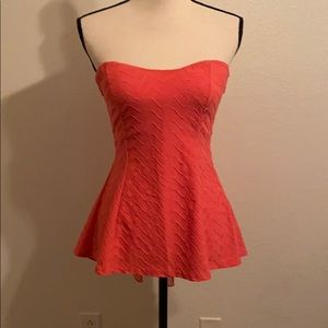 Coral strapless top